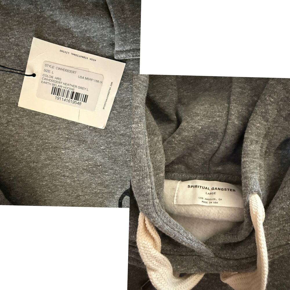 Spiritual Gangster Earth Bel Air Cotton Hoodie Womens L Heather Grey NWT - Picture 6 of 6